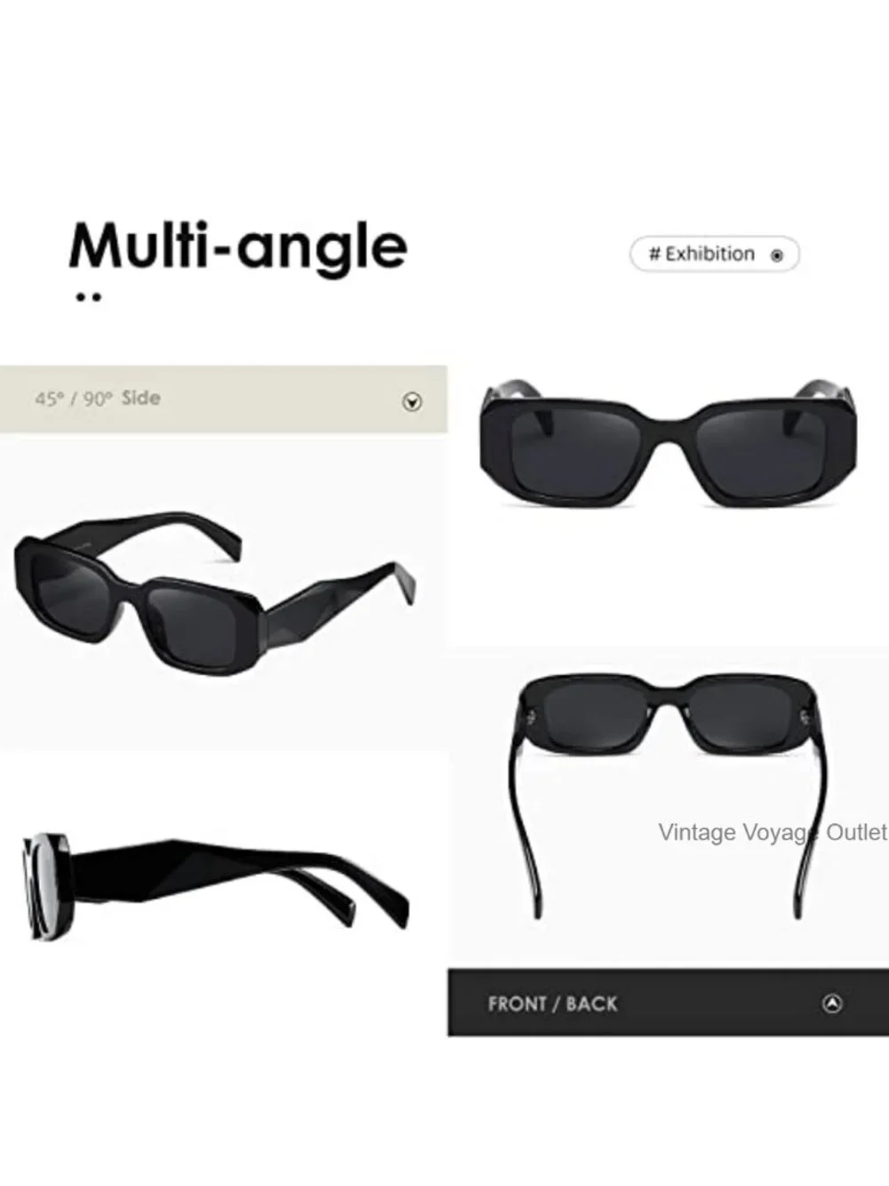 Retro Rectangular Sunglasses UV400 Metal Frame Unisex Driving Travel Shades